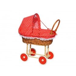Sklep-wiklinowy | Wózek dla lalek Czerwony - serduszka