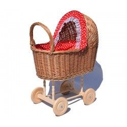 Sklep-wiklinowy | Wózek dla lalek Czerwony - serduszka