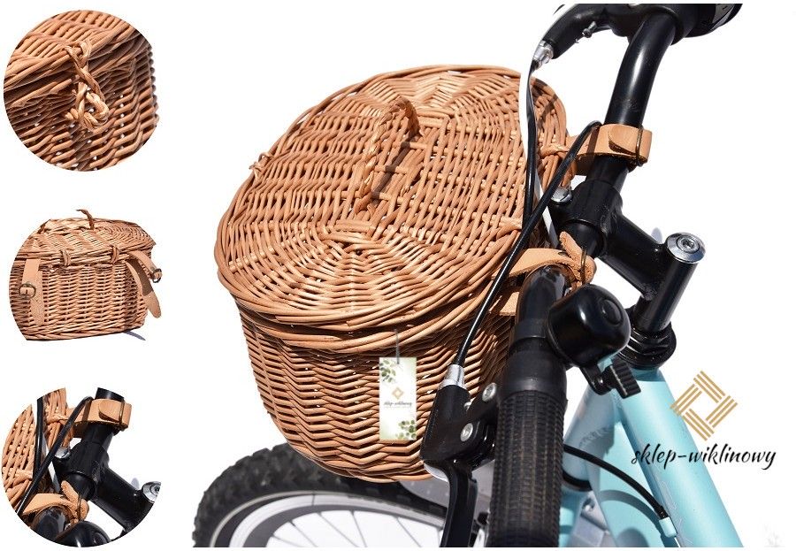 Sklep-wiklinowy | Koszyczek zamykany na rower dziecięcy Naturalny XL 32cm