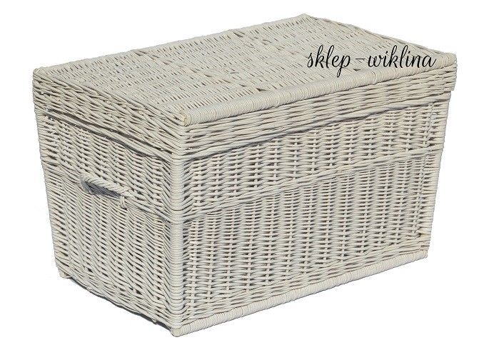 Sklep-wiklinowy | Kufer wiklinowy płaski biały .60 cm
